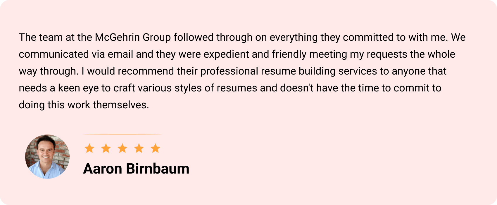 Client testimonial